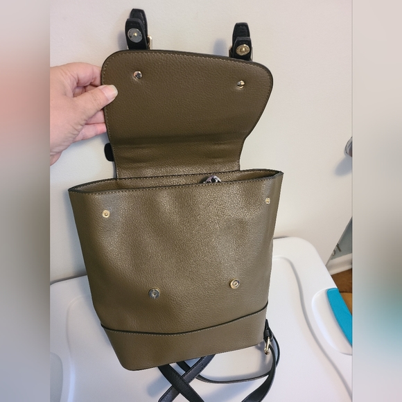 EUC Just Fab Backpack/Purse - Olive green w/ Cheetah print - Picture 7 of 15